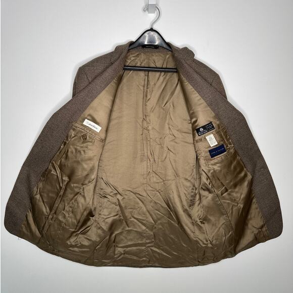 1990s Lord & Taylor Pure Wool Brown Houndstooth Blazer Men’s 42L - Picture 4 of 13